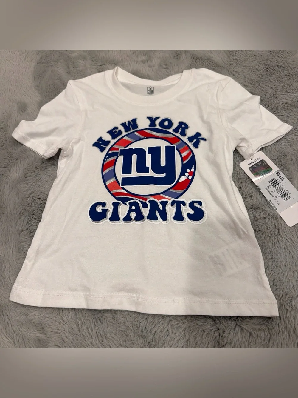 NFL White Tee with Blue & Red New York Giants Logo 4/5 kids